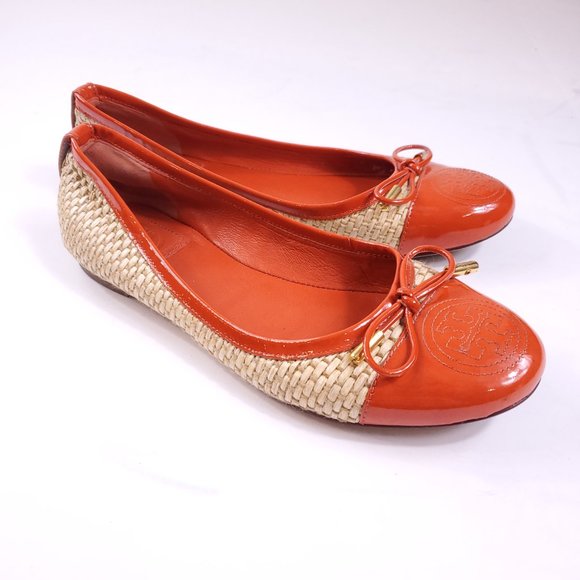Tory Burch Orange Beige Knit Flats - Picture 5 of 7